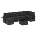 Set de sofás de jardín 8 piezas y cojines ratán sintético negro