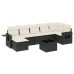 Set de sofás de jardín 8 piezas y cojines ratán sintético negro
