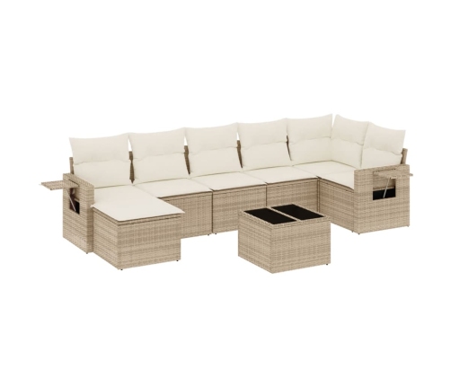 Juego de sofás de jardín con cojines beige 8 pzas ratán PE