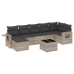 Set de sofás de jardín 8 pzas y cojines ratán sintético gris