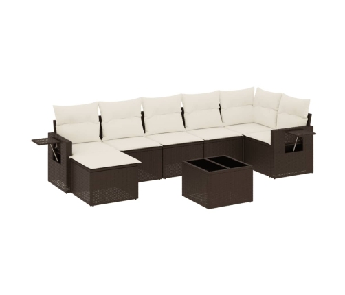 Set sofás de jardín 8 piezas y cojines ratán sintético marrón