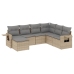 Set sofás de jardín 7 piezas y cojines ratán sintético beige