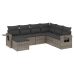 Set de sofás de jardín 7 piezas con cojines ratán PE gris