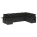 Set de sofás de jardín 8 piezas y cojines ratán sintético negro