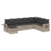 Set de sofás de jardín 8 pzas y cojines ratán sintético gris