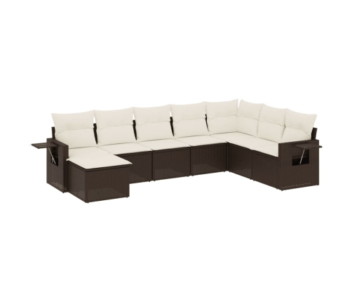 Set sofás de jardín 8 piezas y cojines ratán sintético marrón