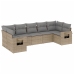 Set sofás de jardín 7 piezas y cojines ratán sintético beige