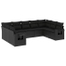 Set de sofás de jardín 8 piezas y cojines ratán sintético negro