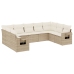 Set de sofás de jardín 9 pzas con cojines ratán sintético beige