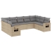 Set de sofás de jardín 9 pzas con cojines ratán sintético beige