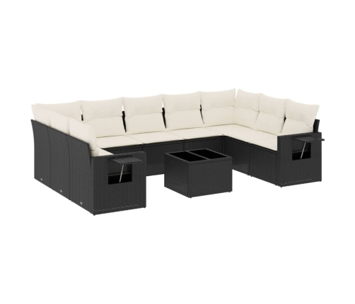 Set de sofás de jardín 10 pzas cojines ratán sintético negro