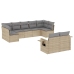 Set de sofás de jardín 9 pzas con cojines ratán sintético beige