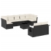 Set de sofás de jardín 10 pzas cojines ratán sintético negro