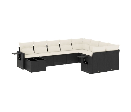 Set de sofás de jardín 10 pzas cojines ratán sintético negro