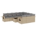Set de sofás de jardín 11pzas con cojines ratán sintético beige