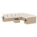 Set de sofás de jardín 11pzas con cojines ratán sintético beige