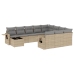 Set de sofás de jardín 11pzas con cojines ratán sintético beige