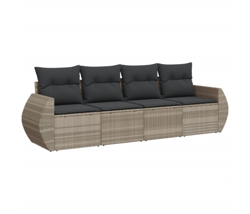 Set de sofás de jardín 4 pzas y cojines ratán sintético gris
