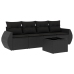 Set de muebles de jardín 5 pzas y cojines ratán sintético negro