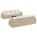 Set de sofás de jardín 9 pzas con cojines ratán sintético beige