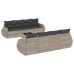 Set muebles jardín 9 pzas y cojines ratán sintético gris claro