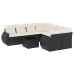 Set de sofás de jardín 8 piezas y cojines ratán sintético negro