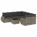 Set de muebles de jardín 9 pzas y cojines ratán sintético gris