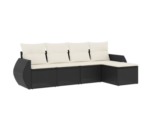 Set de muebles de jardín 5 pzas y cojines ratán sintético negro
