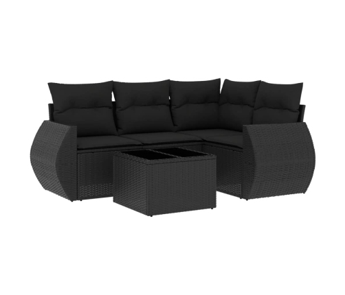 Set de muebles de jardín 5 pzas y cojines ratán sintético negro