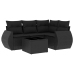 Set de muebles de jardín 5 pzas y cojines ratán sintético negro