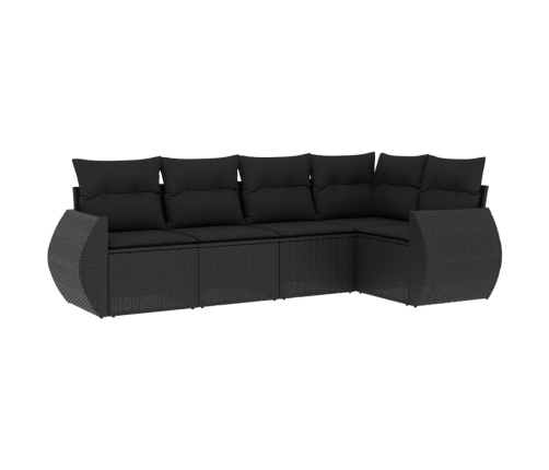 Set de muebles de jardín 5 pzas y cojines ratán sintético negro