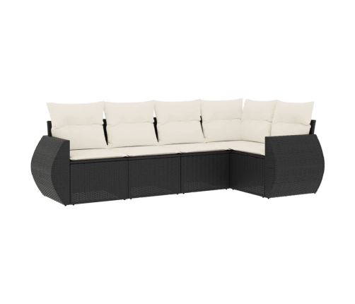 Set de muebles de jardín 5 pzas y cojines ratán sintético negro