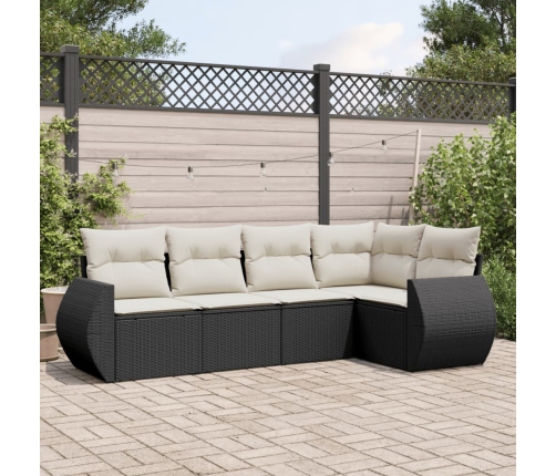 Set de muebles de jardín 5 pzas y cojines ratán sintético negro