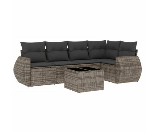 Set de muebles de jardín 6 pzas y cojines ratán sintético gris