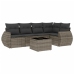 Set de muebles de jardín 6 pzas y cojines ratán sintético gris