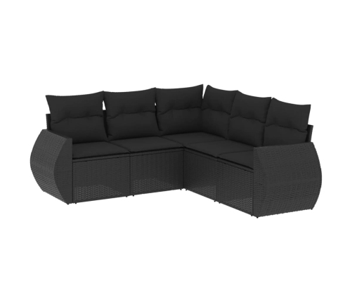 Set de muebles de jardín 5 pzas y cojines ratán sintético negro