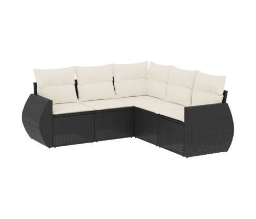 Set de muebles de jardín 5 pzas y cojines ratán sintético negro