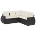 Set de muebles de jardín 5 pzas y cojines ratán sintético negro