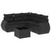 Set de sofás de jardín 6 piezas y cojines ratán sintético negro