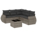 Set de muebles de jardín 6 pzas y cojines ratán sintético gris