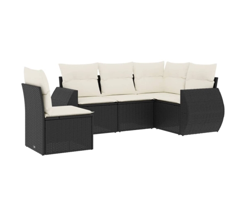 Set de muebles de jardín 5 pzas y cojines ratán sintético negro
