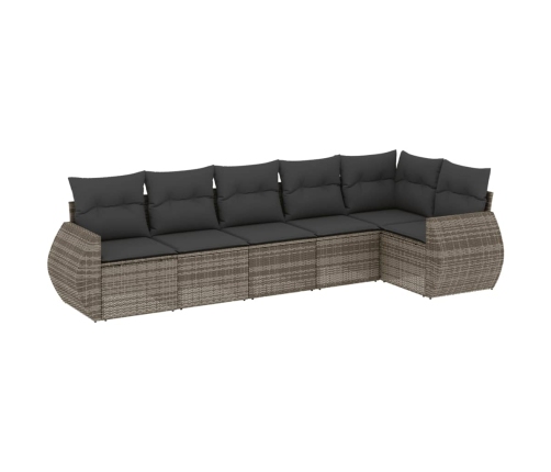 Set de muebles de jardín 6 pzas y cojines ratán sintético gris
