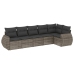 Set de muebles de jardín 6 pzas y cojines ratán sintético gris