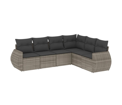 Set de muebles de jardín 6 pzas y cojines ratán sintético gris
