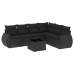 Set de comedor de jardín 7 pzas y cojines ratán sintético negro
