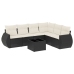 Set de comedor de jardín 7 pzas y cojines ratán sintético negro