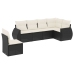 Set de sofás de jardín 6 piezas y cojines ratán sintético negro