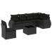 Set de comedor de jardín 7 pzas y cojines ratán sintético negro