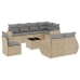 Set de sofás de jardín 9 pzas con cojines ratán sintético beige