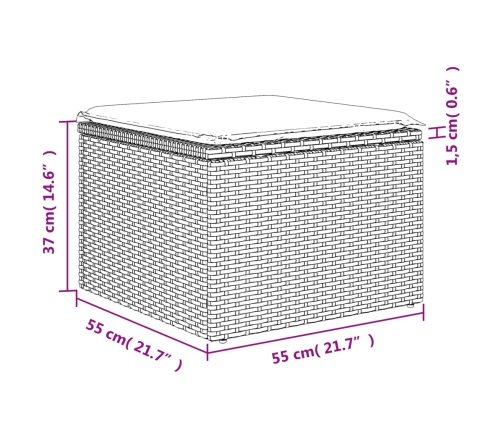 Set de muebles de jardín 6 pzas y cojines ratán sintético gris